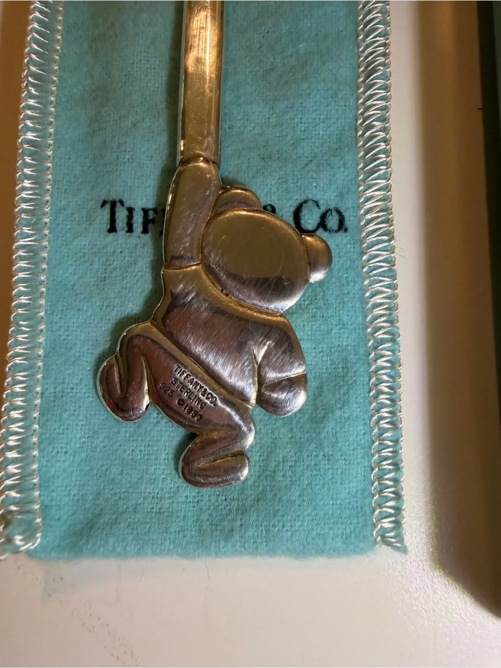 Tiffany & Co. Silver Baby Teddy Bear Spoon (c. 1991) with Original Box and Pouch